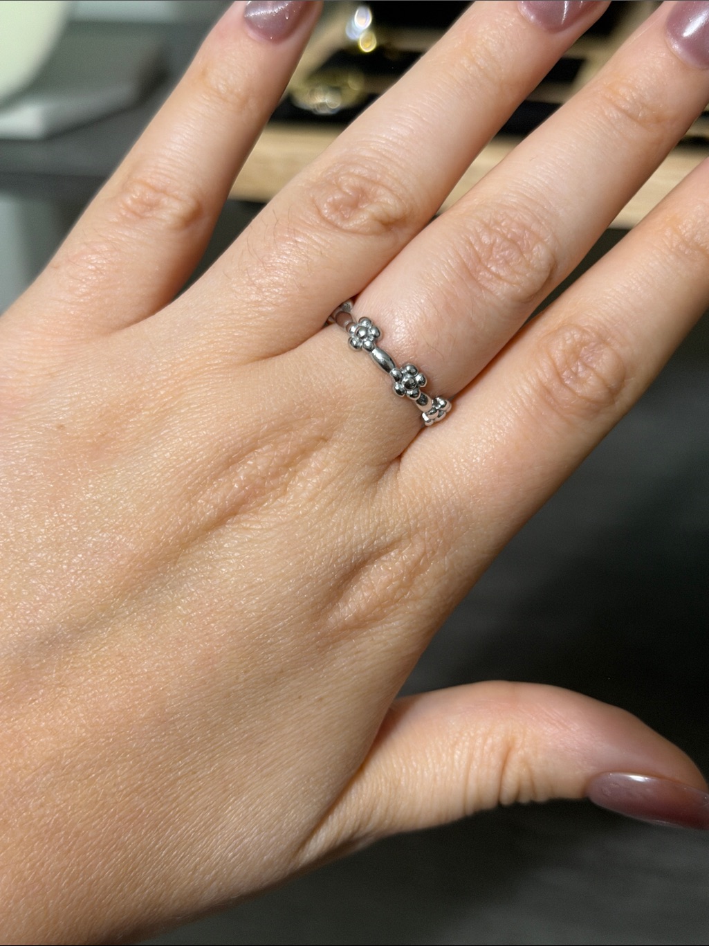 Stainless Steel Flower Band Ring